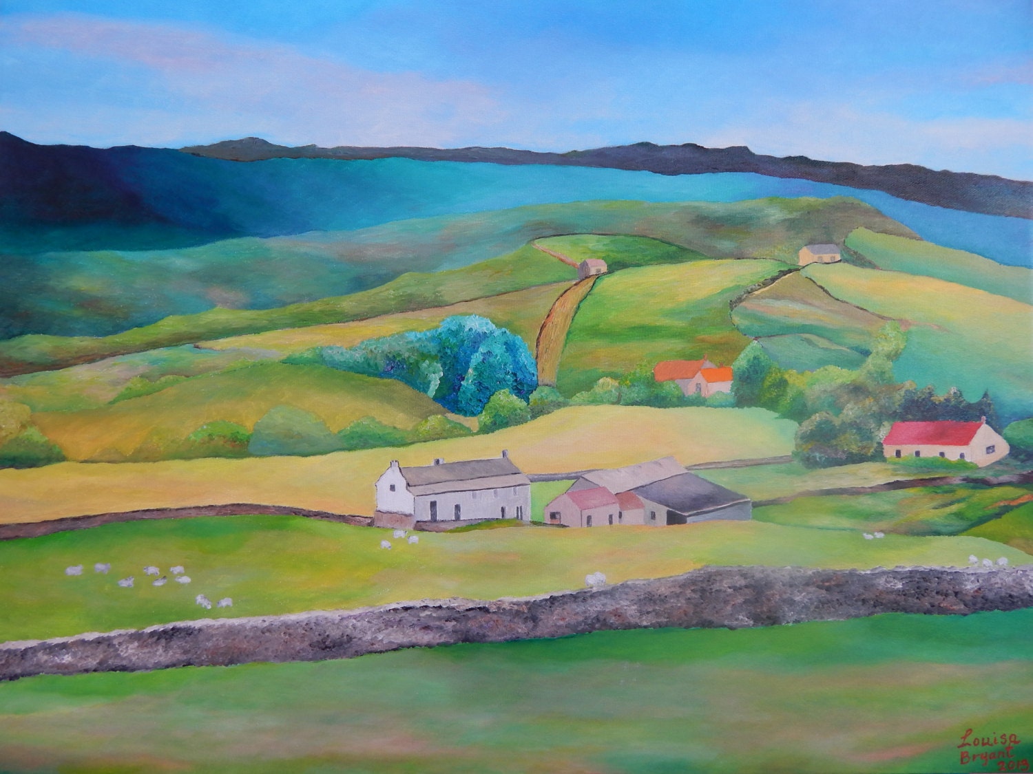 Beautiful Countryside Original Acrylic Painting On Canvas