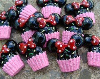 2 Cup Cake Minnie Mouse Resin Princess Minnie Mouse Resin Hair Bow Resins Disney Resin