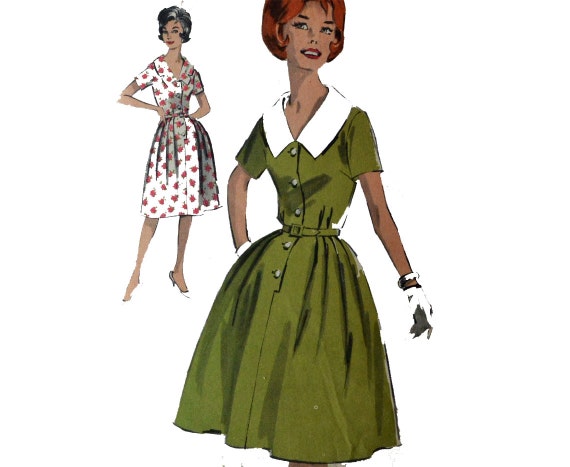 Vintage des années 50 robe motif jupe rétro Rockabilly des années 60 robe motif bouton avant