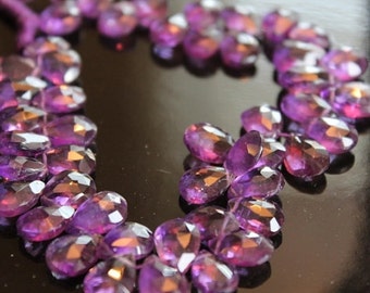 Purple Amethyst Faceted Pear Briolettes, 9 - 10 mm, half strand, 24 beads GM0101FP/10 # 51