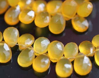 Yellow Chalcedony Faceted Pear Briolettes, 12 mm, 6 beads GM0702FP/12/6 #352