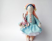Rabbit decor toy - Stuffed Animal - Artist Teddy Bears - Soft Sculpture - Unique Toy - Tilda doll