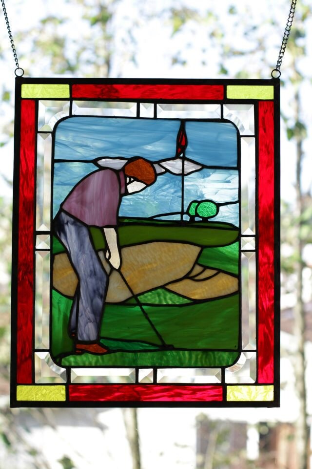 Professional Golfer Stained Glass Colorful by MikesCustomMugs