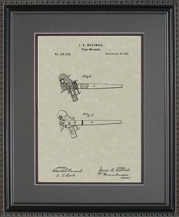 Pipe Wrench Patent Art Construction Plumber Gift W9234