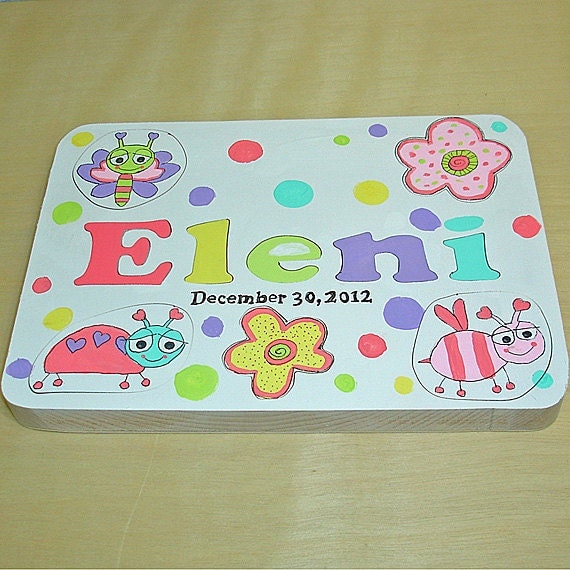 Personalized Toddler Wooden Tray Puzzle Whimsical Bugs