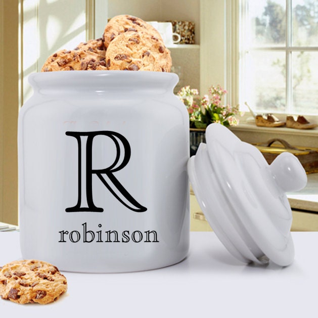 Personalized Cookie Jar Ceramic Cookie Jar Family monogram
