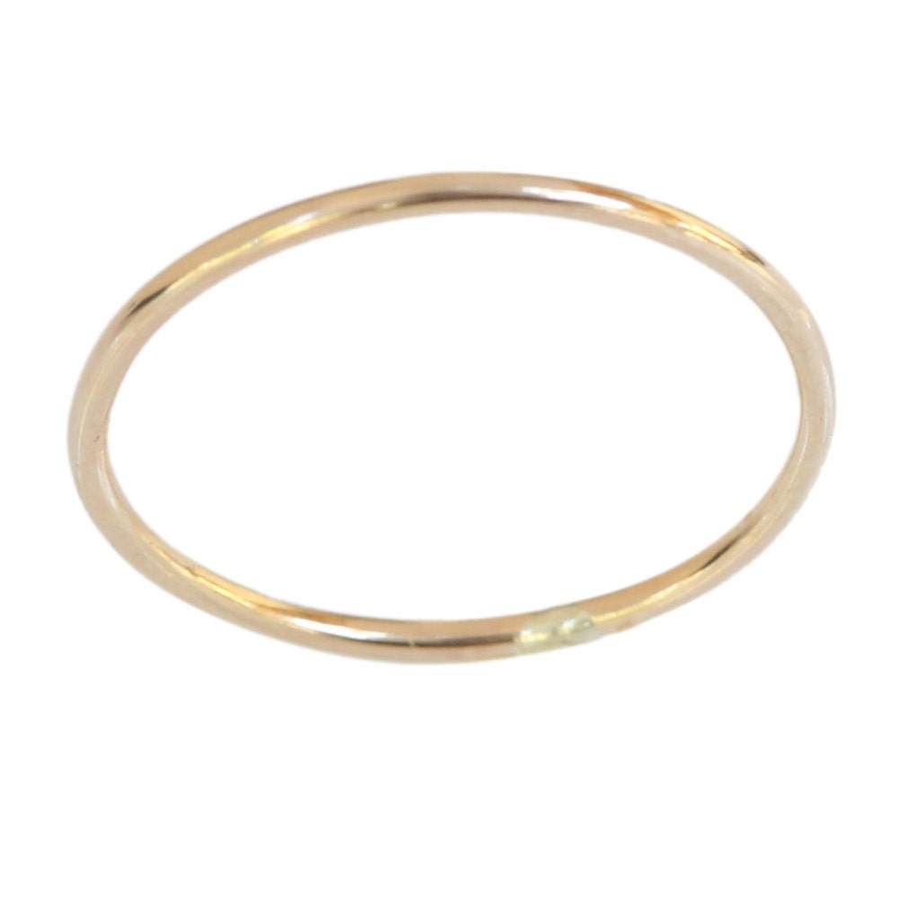 14k gold 1mm thin plain thumb ring