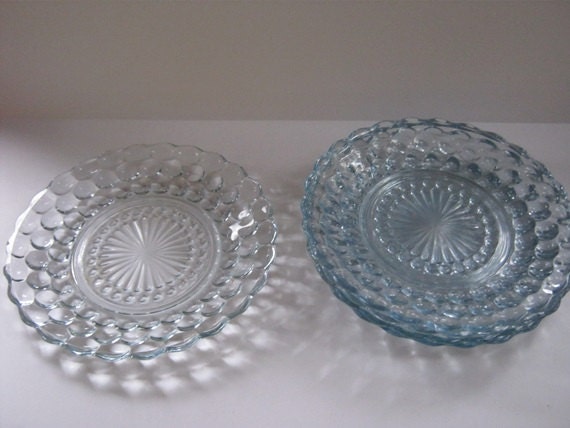 Blue Bubble Depression Glass Saucers Set Of Four Saucers