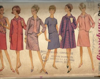Simplicity 6748 Misses Coat Dress, Top Skirt ,Jacket pattern Size 16 1/2 UNCUT