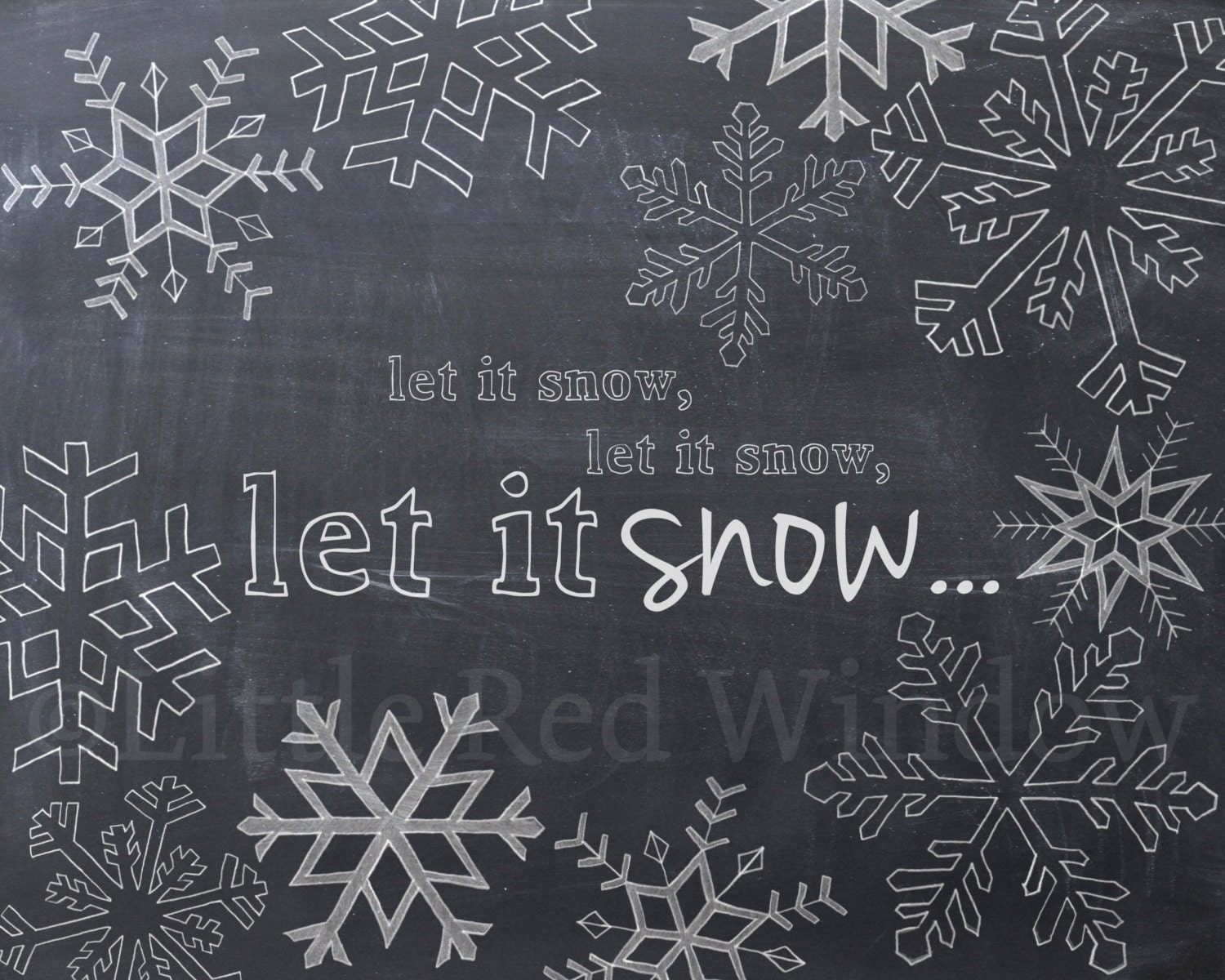 Let it Snow Snowflake Chalkboard Printable by LittleRedWindow