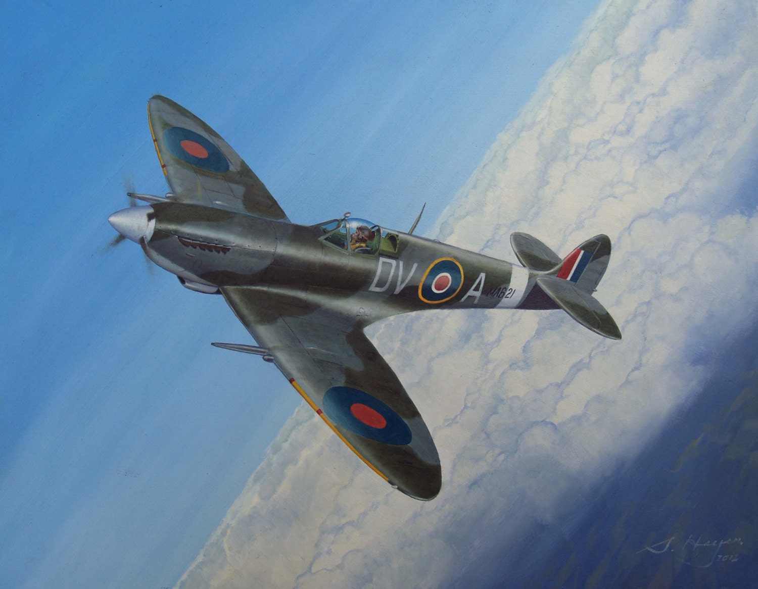 Original Aviation Art Spitfire Mk 9 A Spitfire Portrait EBay   Il Fullxfull.485049602 Djza 