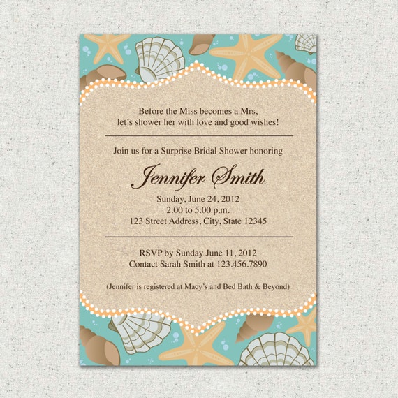 Free Printable Beach Theme Bridal Shower Invitations 2