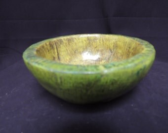 Recycled paper and acrylic medium hand painted decorative bowl