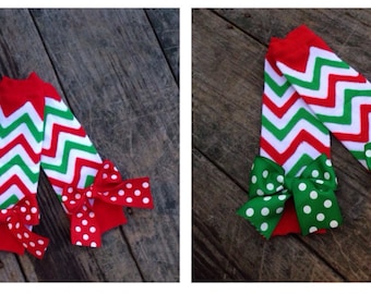 Christmas Chevron leg warmers, Christmas leg warmers, red and green chevron, newborn leg warmers, baby leg warmers, toddler leg warmer
