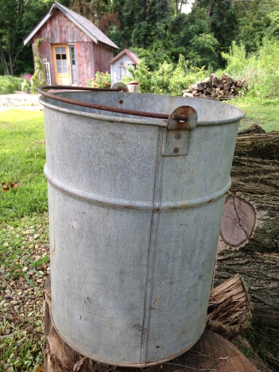 Rustic tall vintage galvanized bucket