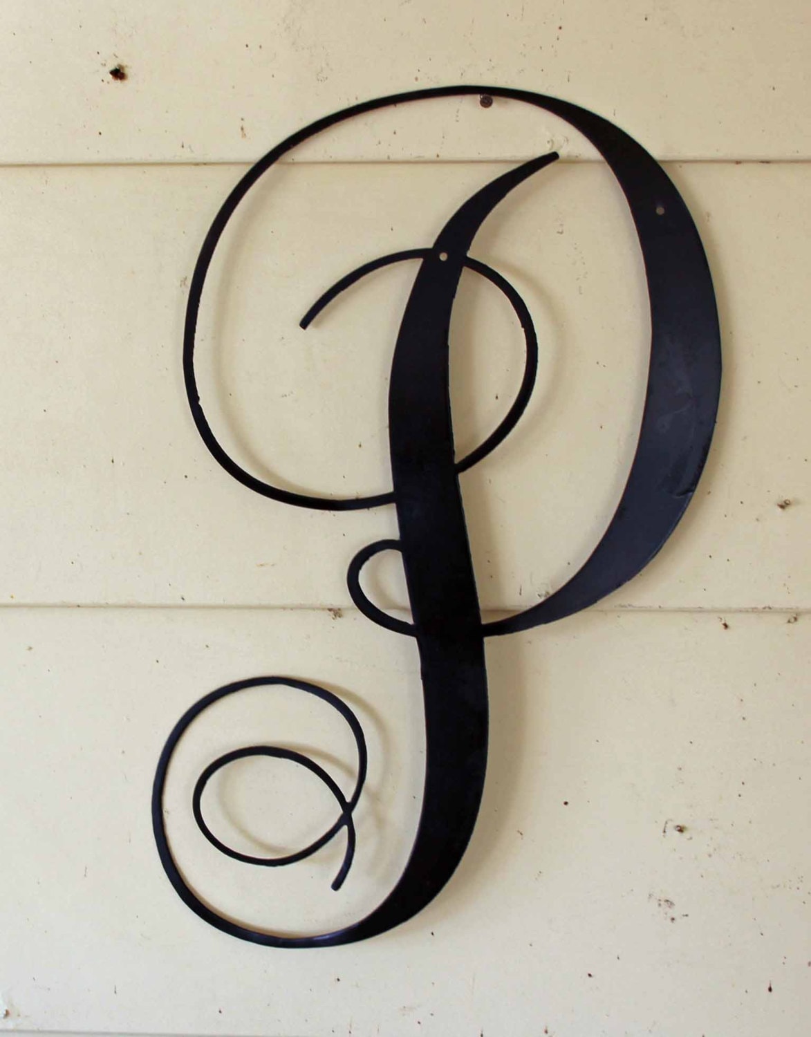 22 inch Black Script Metal Letter P Door or Wall