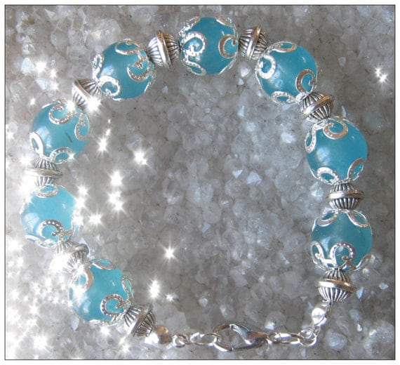Beautiful Handmade Silver Bracelet with Blue Topaz