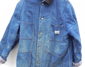 Vintage 70's Carter's Watch the Wear Denim Jean Chore Barn Coat Jacket ...