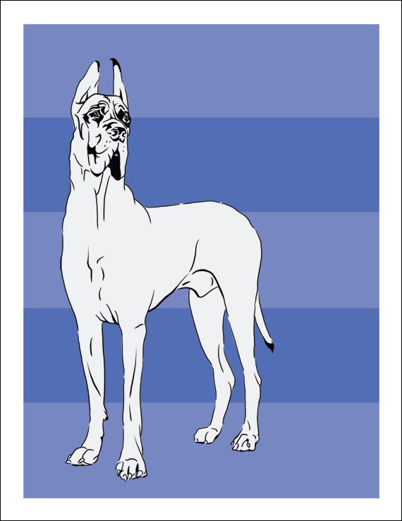 Great Dane art. Great Dane print. Great Dane stationery.