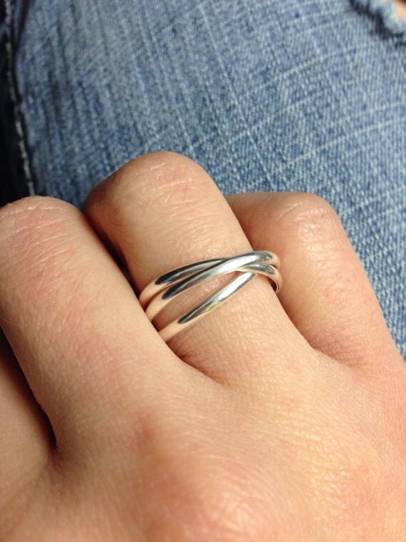 Interlocking Band Ring Plain Three Band Rings by SilverCharmsInc