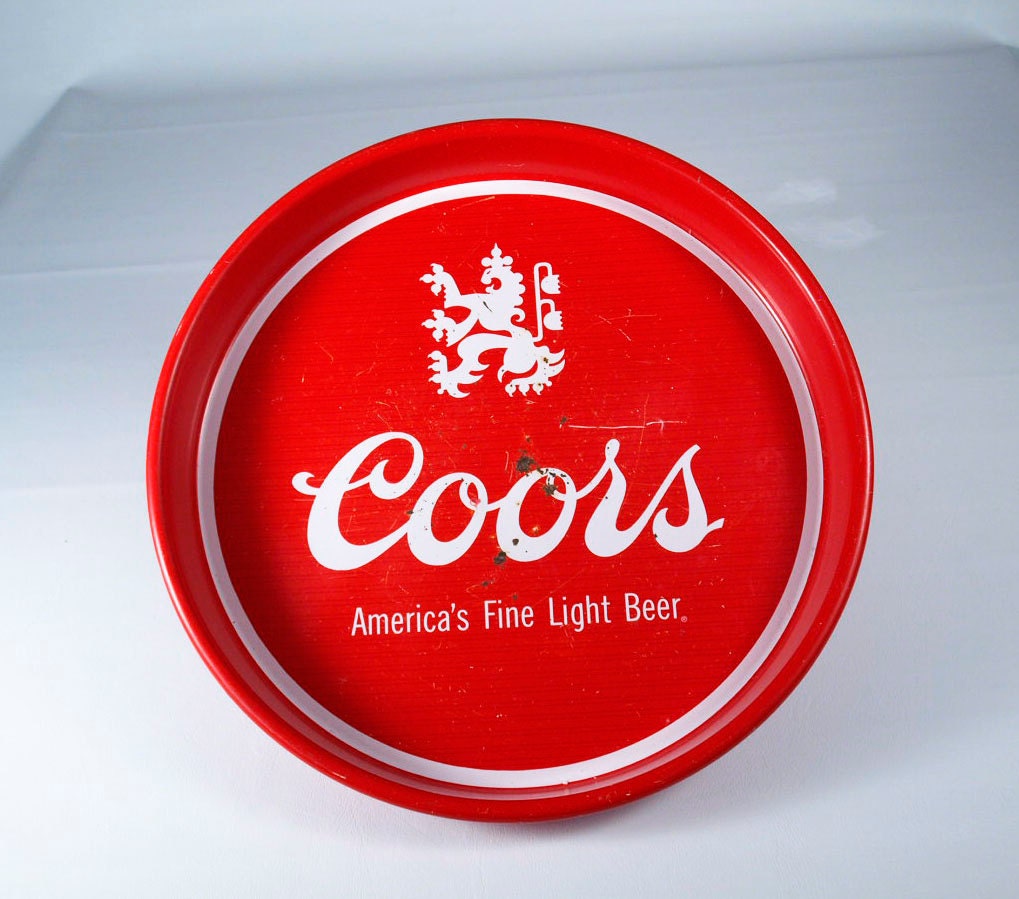 Vintage Coors Red Beer Tray Brewed with Pure Rocky Mountain