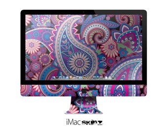The Vibrant Purple Paisley V5 Skin for the Apple iMac 27 Inch Desktop Computer