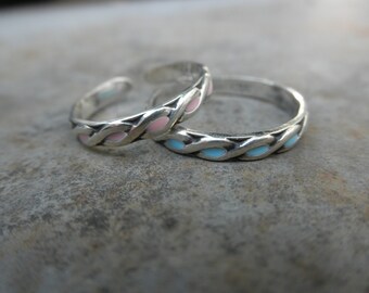 Sterling Infinity ring - Enamel band ring - pattern ring - infinity design ring - color ring - adjustable ring - 925 solid sterling silver
