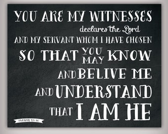 You Are My Witnesses Scripture Verse Art Print Isaiah 43:10 - 8x10 ...