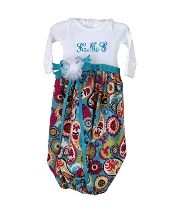 Items similar to Personalized Baby Girl Onesie Dress / Sleep Gown on Etsy