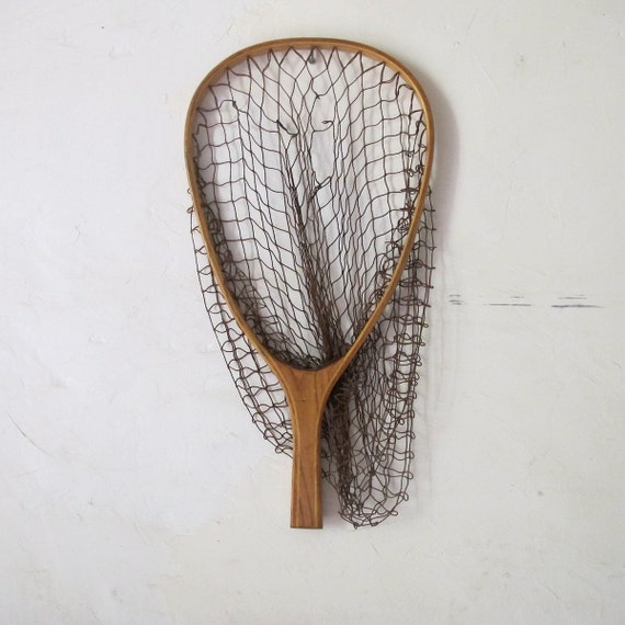 vintage wood fishing net