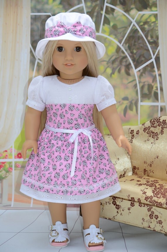 Items similar to American Girl dolls clothes Dress and Matching Hat ...