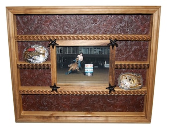 Belt Buckle Display Case With 8x10 Picture Frame - Trophy Display Case