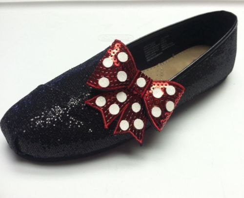 red and white polka dot flats