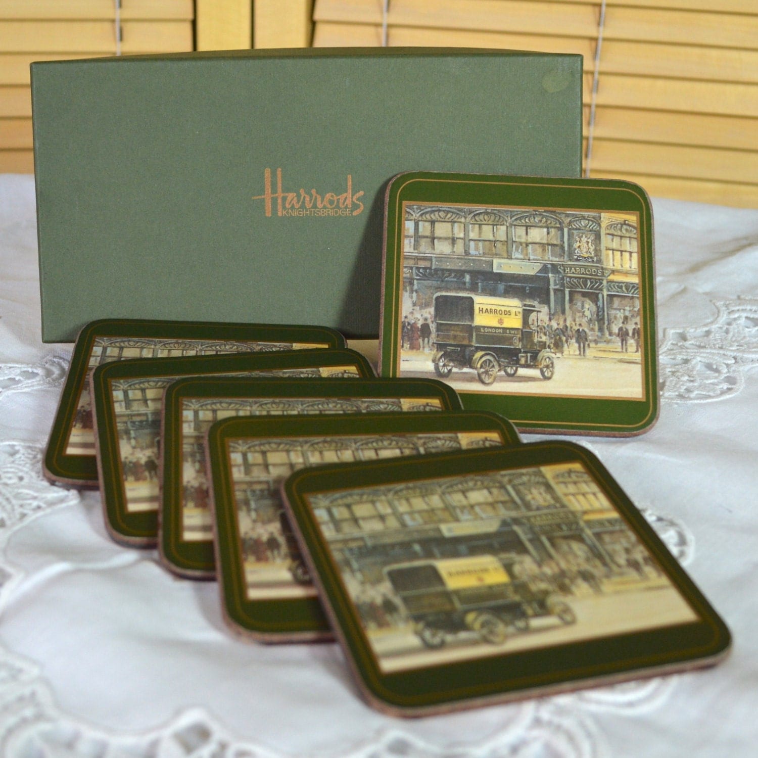 Vintage Pimpernel Cork Backed Coaster Set of 6 Harrods