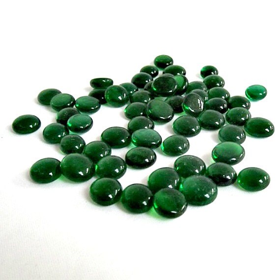 50 Emerald Green Mini Glass Nuggets Mosaic Glass Pebbles