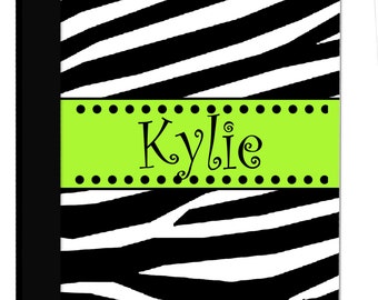 CUSTOM Personalized Girls School Notebook Organizer Monogrammed Name Zebra Animal Print