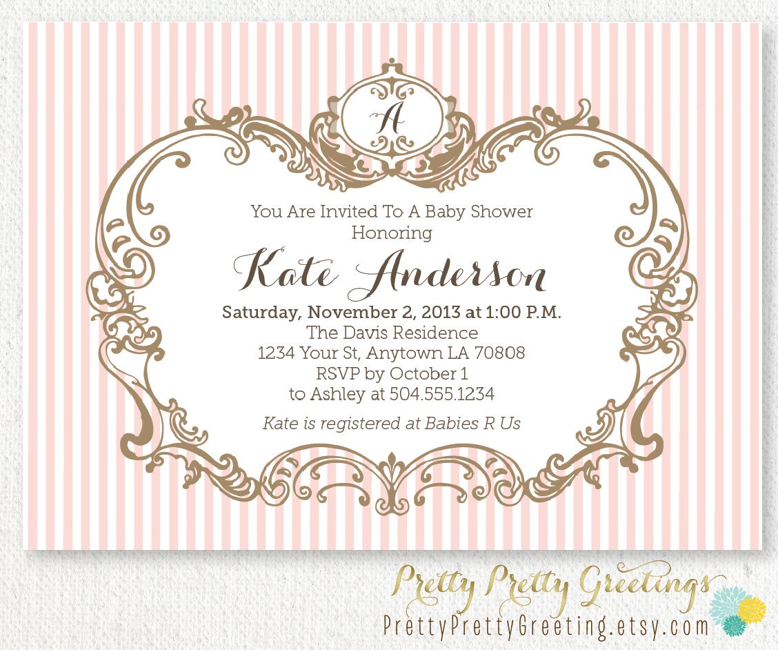 Elegant Frame Girl Baby Shower Invitation Custom Printable