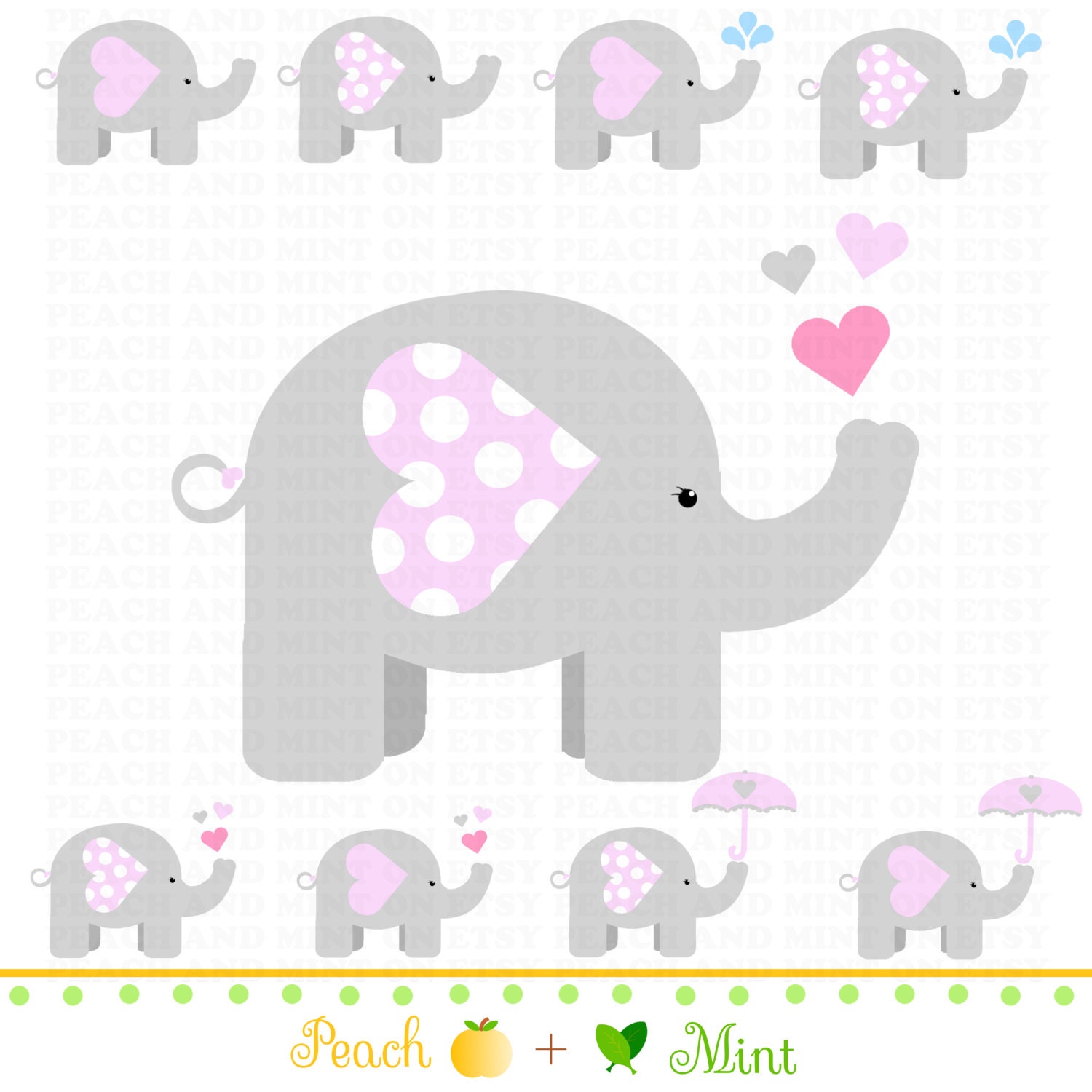 free pink and grey elephant clipart - photo #29