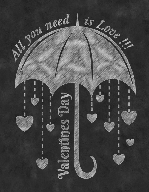 Items similar to Wall Art Chalkboard Valentine's Day Print Chalkboard