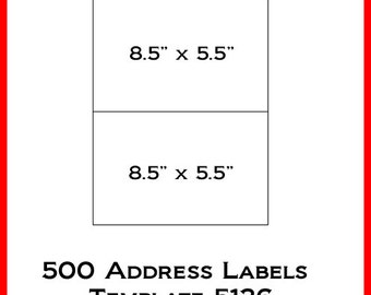 Laser Ink Jet Labels 250 Sheets 8 1 2 Quot X 5 1 2 Quot Avery Template 5126 Address Shipping Avery Template 5126 Microsoft Word