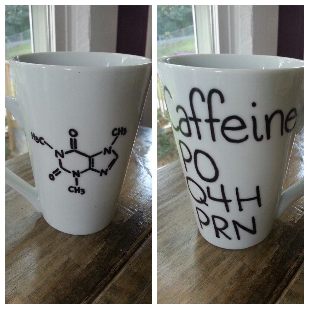 caffeine molecule in a coffee cup necklace