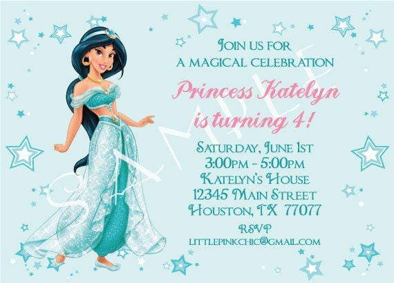 Princess Jasmine Birthday Party Invitations 7