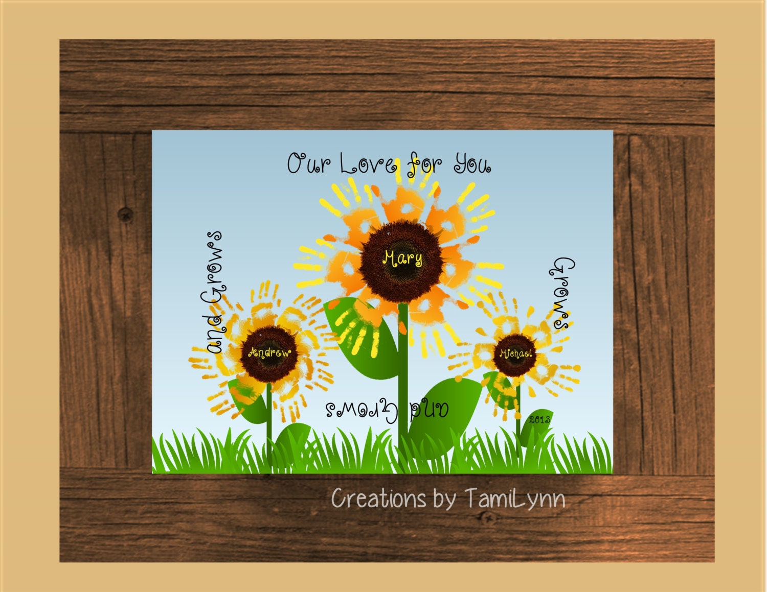 Sunflower Handprint Art Personalized by CreationsbyTamiLynn