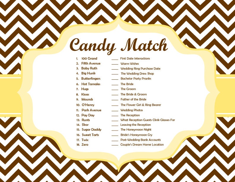 FREE Baby Shower Candy Bar Game - 4 colors