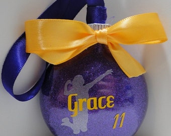 Personalized glass sports volleyball Christmas ornament - Custom team colors, name and number available
