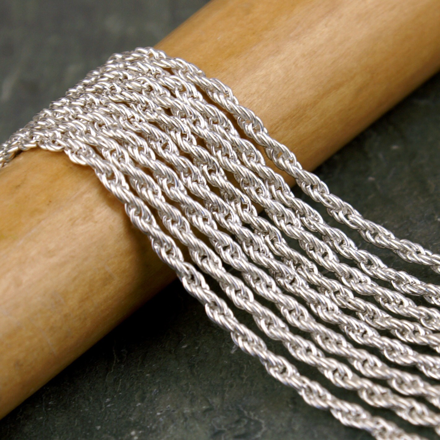 2.1mm Sterling Silver Plated Twist Rope Chains Silver Rope Chain rc202s(10ft) from NSupplies on