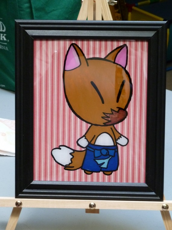 Animal Crossing Wall Art Redd Painted on Glass 8 x