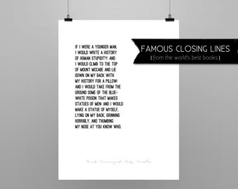 CAT'S CRADLE Kurt Vonnegut // quote poster // Select a Size // black & white // last lines Vonnegut's Cat's Cradle