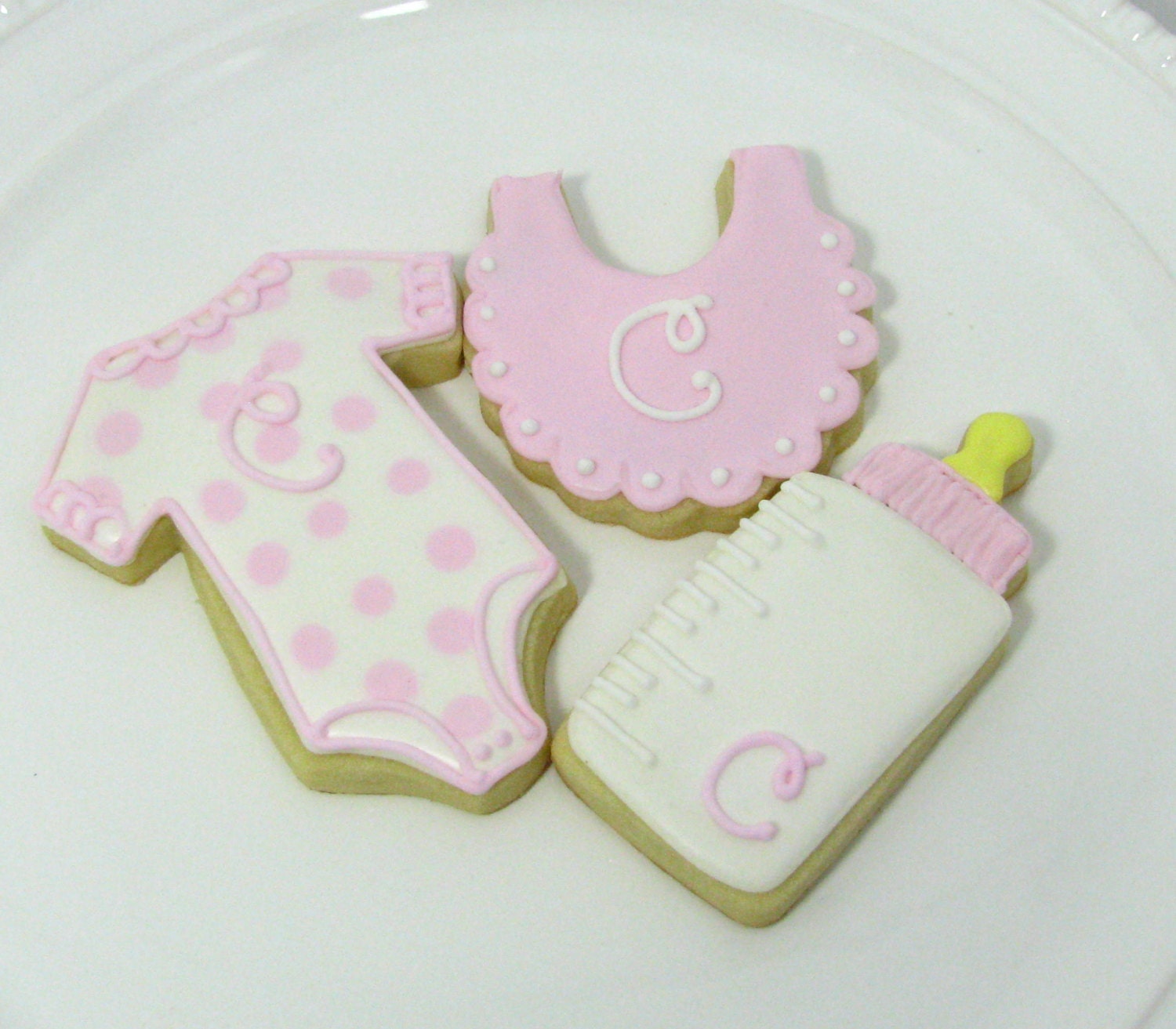 Baby Shower Cookies Baby Girl Cookies Monogram Baby