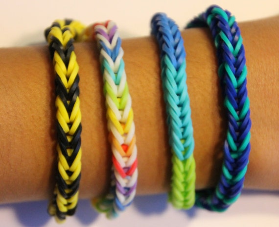 Fishtail Rainbow Loom Friendship bracelet by SmileStuf on Etsy